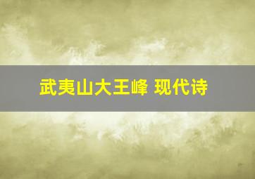 武夷山大王峰 现代诗